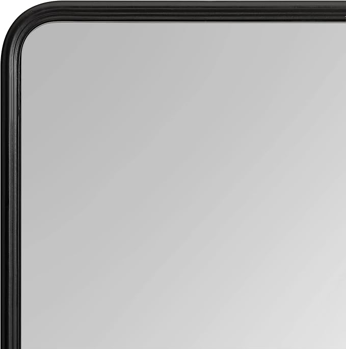 Kate and Laurel Caskill Modern Framed Full-Length Rounded Rectangle Mirror; 16 x 48; Black; Narrow Decorative Round Rectangular Statement Mirror for Wall