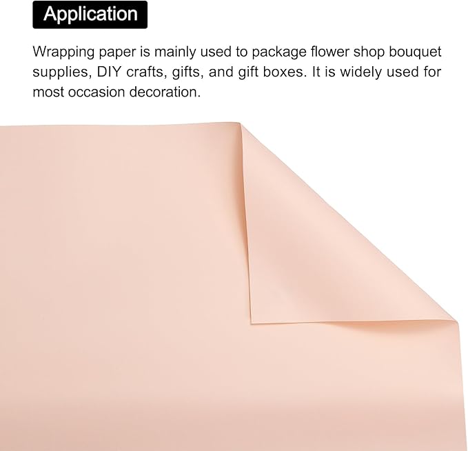 MECCANIXITY Set of 20 Flower Wrapping Paper 22.8x22.8 Inch Waterproof Florists Wrapping Paper for Florist Bouquet Supplies, DIY Crafts, Gift/Gift Box Packaging Cream Pink