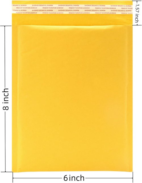 Kraft Bubble Mailers - 6x8 Inch Self-Seal Padded Envelopes | 12 Pack for Jewelry & Makeup Shipping (Yellow)