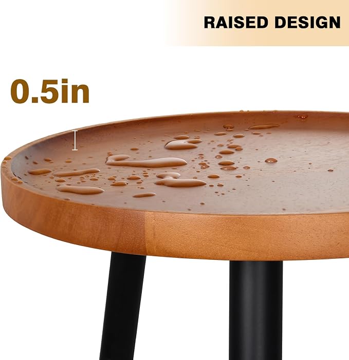 KINNARY Plant Stand Indoor, Mid Century Wood Plant Table Plant Holder with Raised Design,Heavy Duty Metal Tall Flower Pot Stand, Modern Home Decor Small Round Side End Table(11.8"x16")