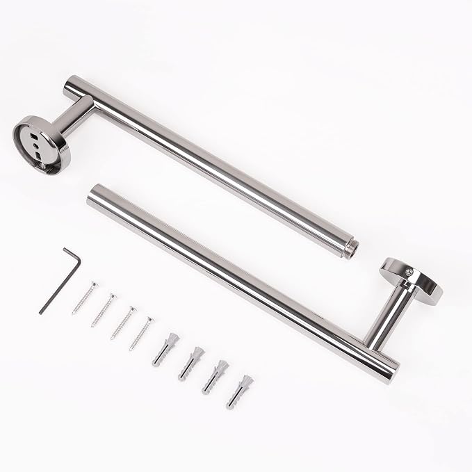 HITSLAM Chrome 18 Inch Towel Bar for Bathroom, SUS304 Stainless Steel Bathroom Towel Rack Wall Mounted, Modern Home Decor Bath Towel Holder with Hardware Accessories (Total Length 19.8 Inch)