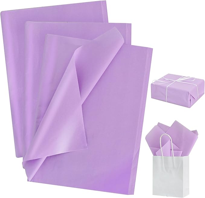 BEISHIDA 100 Sheets Purple Tissue Paper Bulk, Wrapping Tissue Paper for Gift Bags, 14 x 20 Inch Gift Wrap for Birthday Wedding Graduation DIY Crafts Holiday Flowers