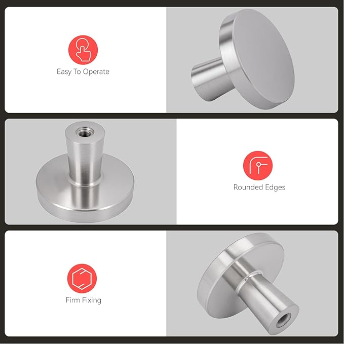 homdiy 15 Pack Brushed Nickel Cabinet Knobs Round Kitchen Handles Zinc Alloy Metal Hardware for Dresser Drawer Desk Cupboard