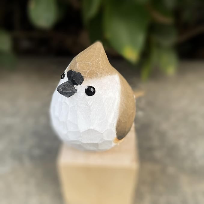 Bird Figurines Hand Carved Painted Wooden Statues for Home Decor, Gift for Bird Lovers,Housewarming, Birthday, Christmas, Anniversaries (NO.13-Tufted Titmouse)