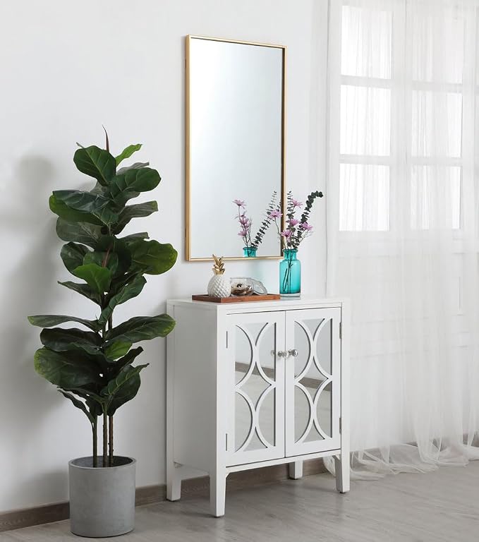 Elegant Decor Eternity 36" x 20" Contemporary Metal Frame Mirror in Black