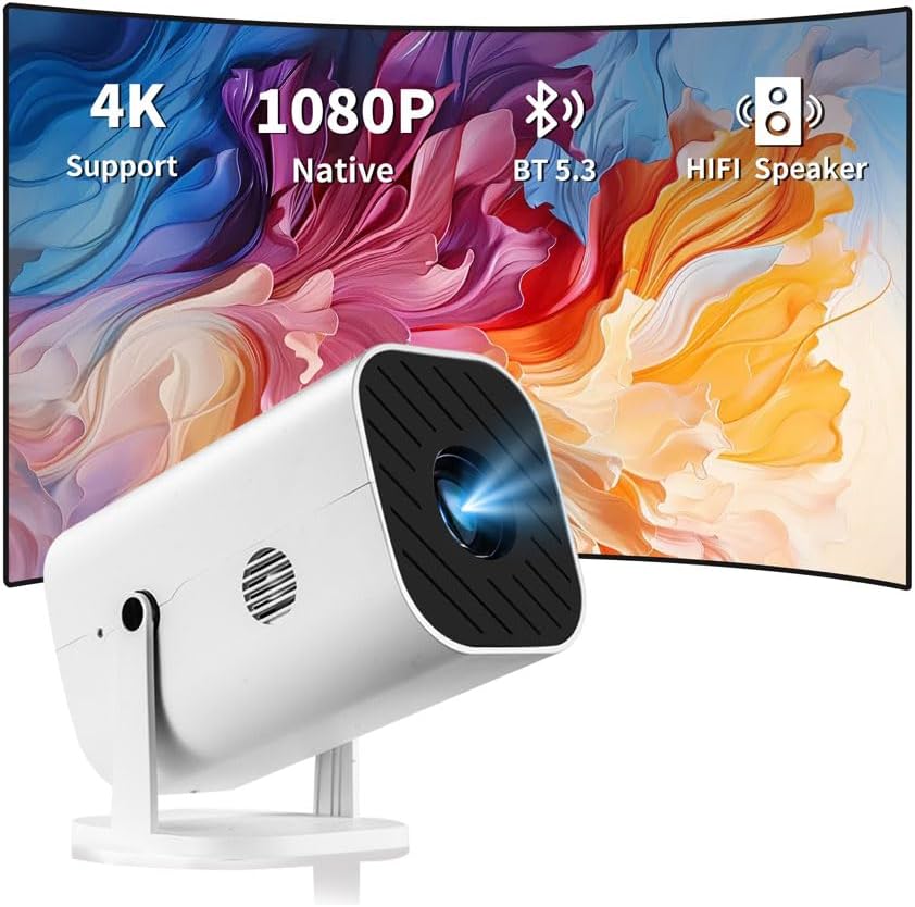 Skiennix Mini Projector - 1080P Bluetooth 5.3 Home Video Projector | Supports 4K, 210° Rotatable