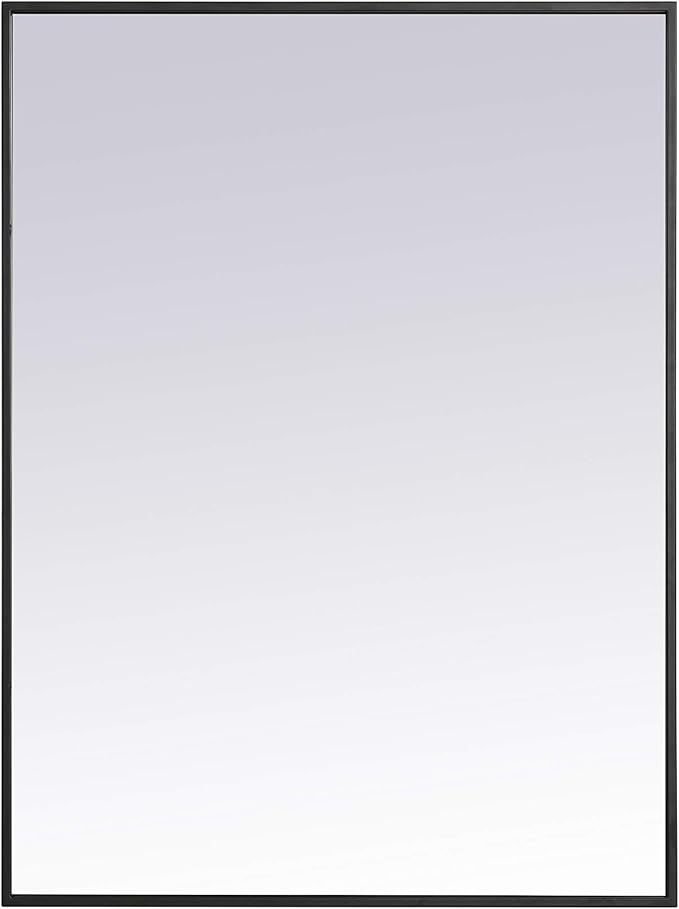 Elegant Decor Eternity 36" x 27" Contemporary Metal Frame Mirror in Black