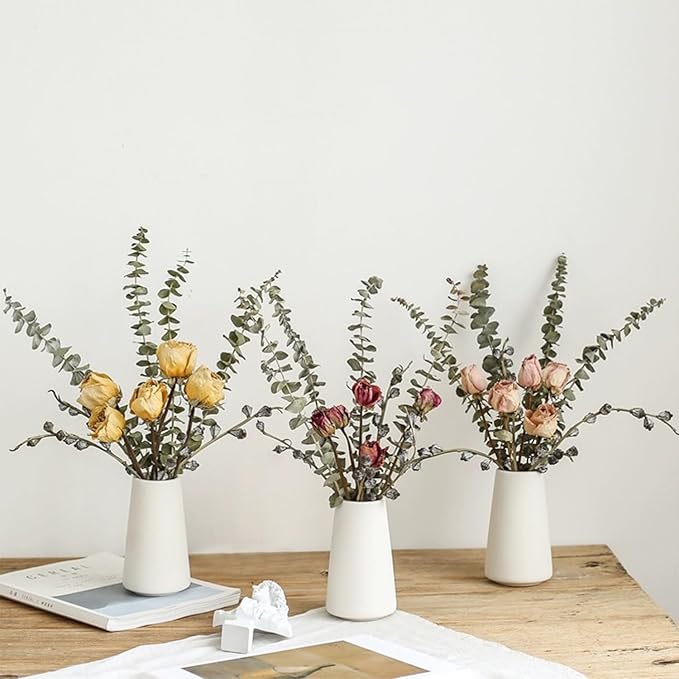 Modern White Small Ceramic Vase Set of 9 for Living Room Bedroom 5.9'' Minimalist Fresh Flower Vases for Home Decor Office Fireplace Centerpieces Nordic Style Gift for Fake Plant 9 Pack