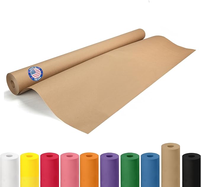 IDL Packaging Brown Paper Roll 36" x 1200" (100 feet) - USA-Made Thick Kraft Paper Roll 50lb Thickness for Packing, Moving, Shipping & Crafts/Arts - 100% Recycled Natural Craft Wrapping Material