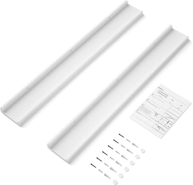 Love-KANKEI 48 Inch Long Floating Shelves Wall Mounted Set of 2, Large Wood Wall Shelves for Storage, Rustic Hanging Shelves for Display,Bedroom Living Room Bathroom Kitchen Office White