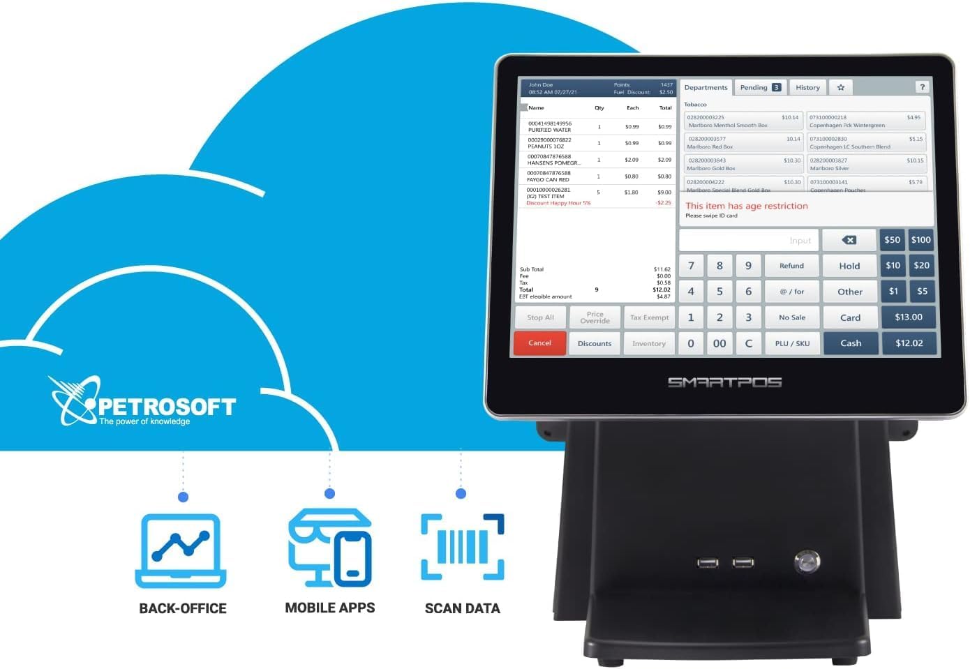 SmartPOS-129 Professional Cash Register | All-in-One POS Bundle with Touch Screen Monitor & Accessories