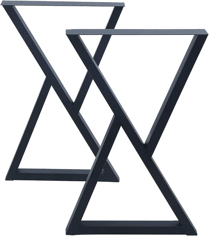 MBQQ 2 Pc Rustic Triangle Shape Heavy Duty Metal Table Legs for Desk & Dining Tables, Industrial Modern, DIY Iron Bench Legs (H28'xW17.7')