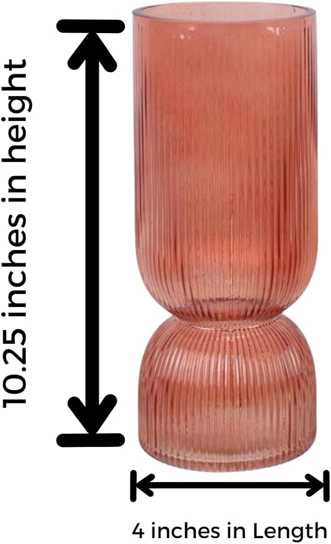 Young's Inc Handblown Glass Tabletop Vase Coral 13696