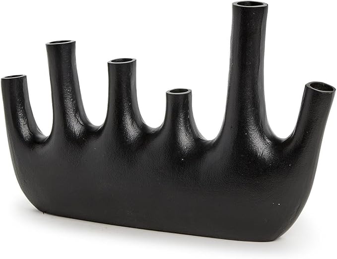 Two's Company Cosmo Black Pipe Decorative Vase, 11-inches Height, Aluminum, Home Decor Accessories