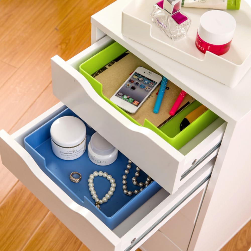 Skiennix Letter-Size Tray - A4 Plastic Desk Drawer Organizer for Office & Home Storage (Blue)