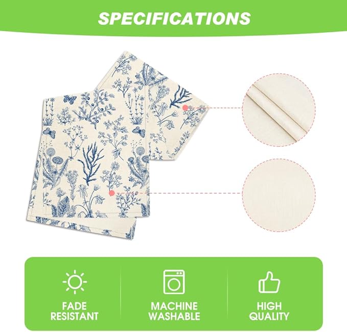Artoid Mode Blue Wild Flowers Floral Spring Table Runner,Seasonal Summer Kitchen Dining Table Decoration for Home Party Decor 13x72 Inch