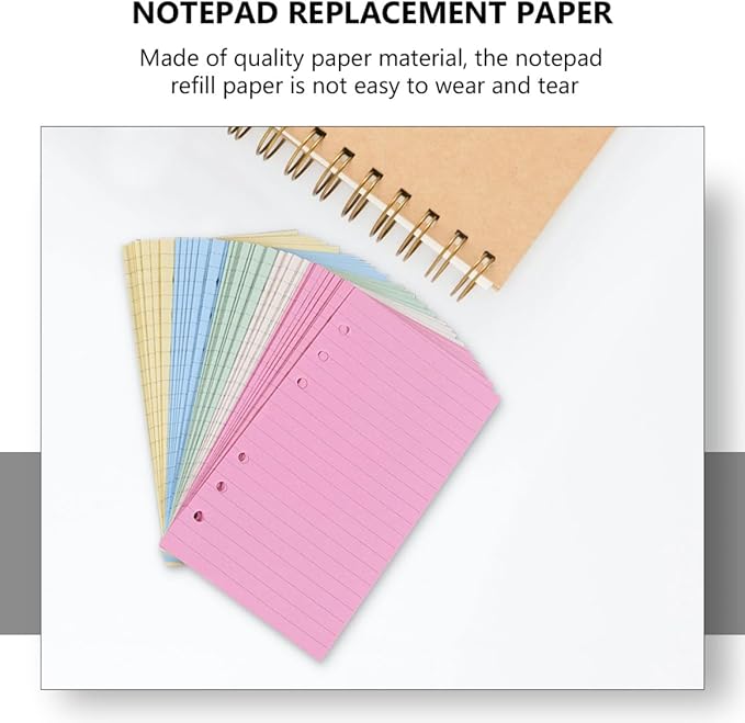 Sosoport 2pcs Loose Leaf Paper Refill Ring Notepad Lined Stationery for Students Smooth Writing Pages for School and Office Use