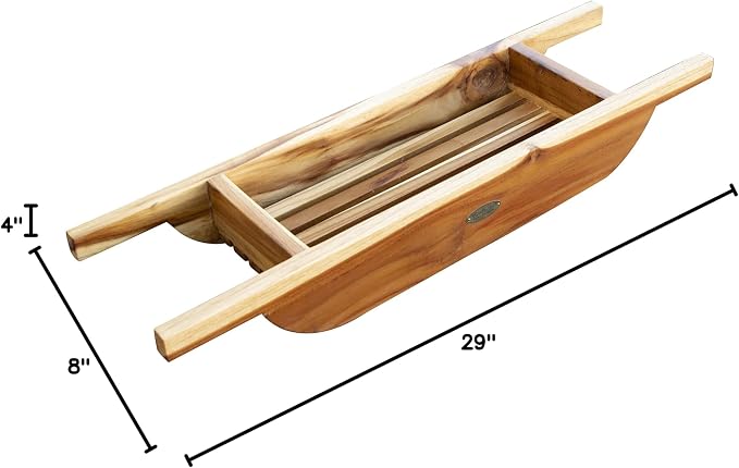 EcoDecors, 29 inch, Bath Tray for Tub, Bath Tub Tray Wood, Bathtub Table, Caddy for Bathtub in Natural Teak