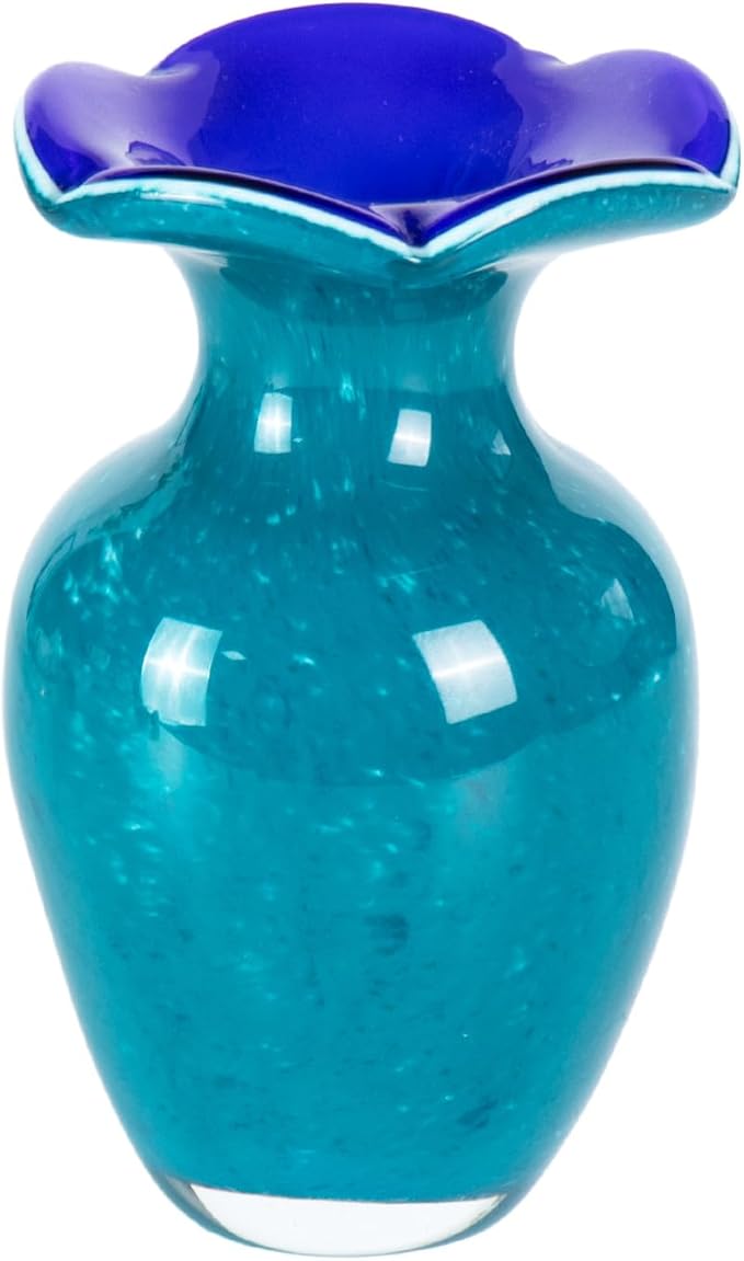 KAMMAK Colored Glass Vase, Beautiful Hand Blown Decorative Vase, Modern Art Vase for Flower Mantle Dining Table Centerpiece, Entryway Living Room Wedding Decoration, SKQ022