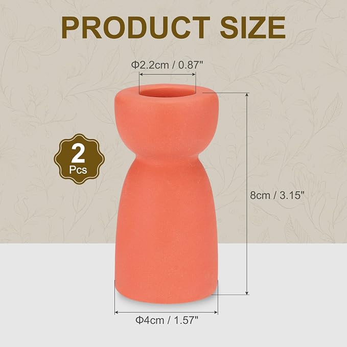 uxcell 2 Pack Candlestick Holder Orange Red Ceramic Taper Candle Holder Candle Stand Holders Modern Style Decoration for Centerpiece Tabletops Anniversary