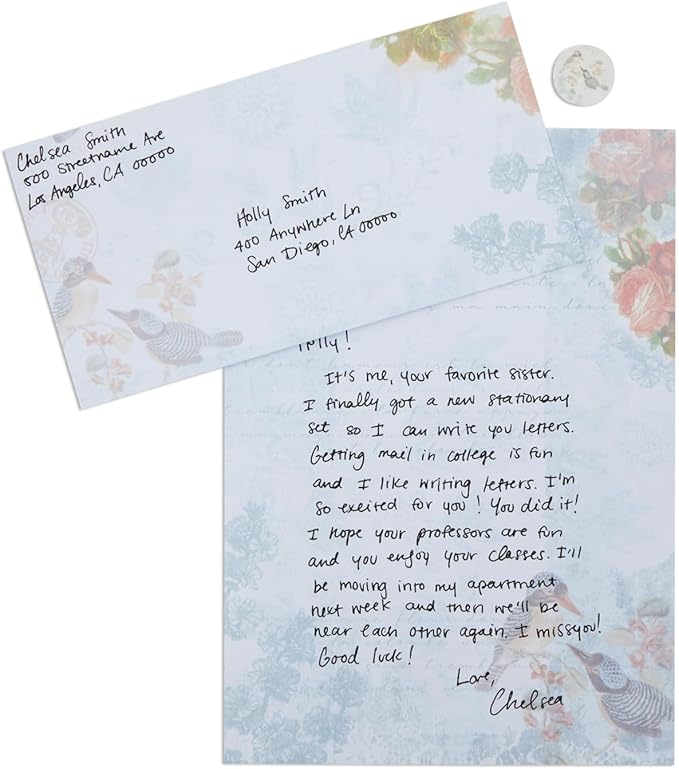 Paper Junkie Vintage Floral Letter Paper & Envelopes Set - 7.25 x 10.25 in, Multicolor - 60 Sheets & 30 Envelopes - Printer-Friendly Vintage Stationery Paper