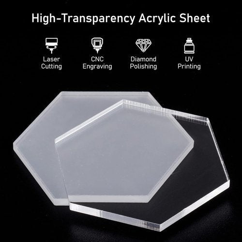 BENECREAT Clear Acrylic Sheets - 24PCS Hexagon 1.9x1.7" for Picture Frame Replacement & DIY Projects, 3mm Thick