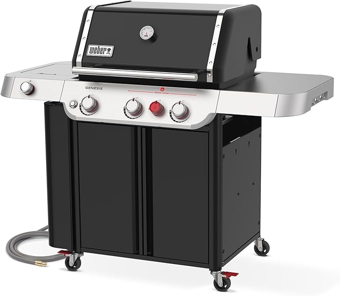 Weber Genesis E-335 Natural Gas Grill for Outdoor Cooking, 3 Burners and 1 Side Burner, Black