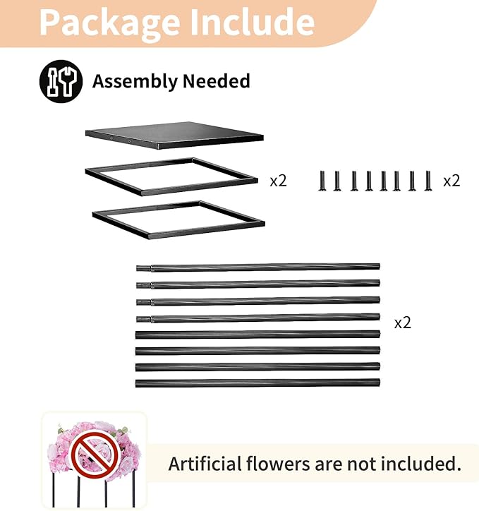 Nuptio Metal Black Vase, 2 Pcs 39.4 inch Tall, Elegant Cylinder & Square Vase for Wedding Centerpieces, Home Party Decorations