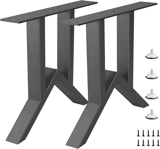 19 Inch Metal Table Legs, Heavy Duty Industrial Metal Coffee Table Desk Legs Set of 2 Mid Century Home DIY Projects Furniture Feets with Adjustment Feet Pads(Bear Up to 800lb)