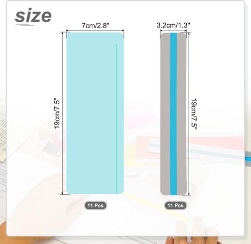 PATIKIL Dyslexia Reading Tools - 22 Pcs Reading Tracker Ruler & Guided Strips, Blue Color