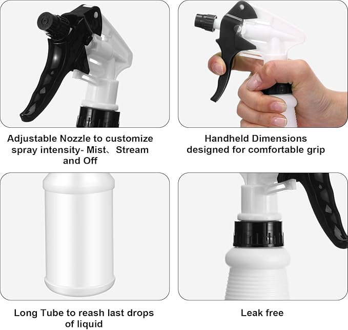 Rtteri 24 Pcs 16 Oz Plastic Spray Bottle for Cleaning Solutions Bulk Empty and Reusable Leak Proof Spraying Bottles for Cleaning, Water, Auto Details, Commercial, Bathroom(Green,Black)