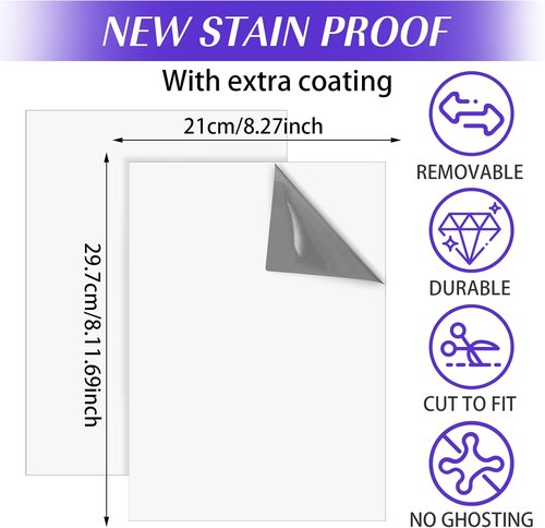 Qianyu Dry Erase Board Stickers - 2 Pcs Self-Stick Whiteboard Sheets | 8.3'' x 11.7'' Stain-Proof for Wall & Desk