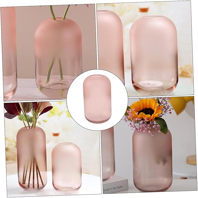 Creative Gradient Frosted Glass Vase Small Hydroponic Floral Arrangement Holder for Office Home Decor Table Centerpiece