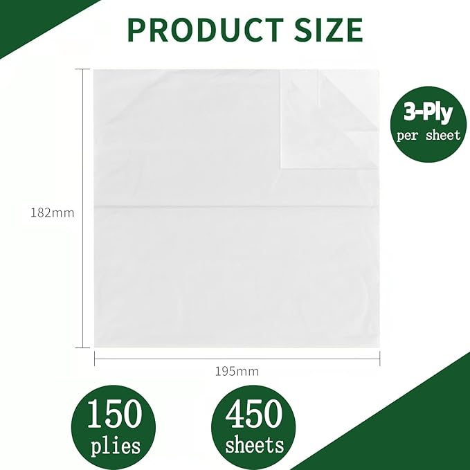 Soft Durable Bamboo Facial Tissues - 3 Ply bleached Facial Paper Dry or Wet Use 12 Packs(150 Tissue per Pack, 1800 Tissues Total）