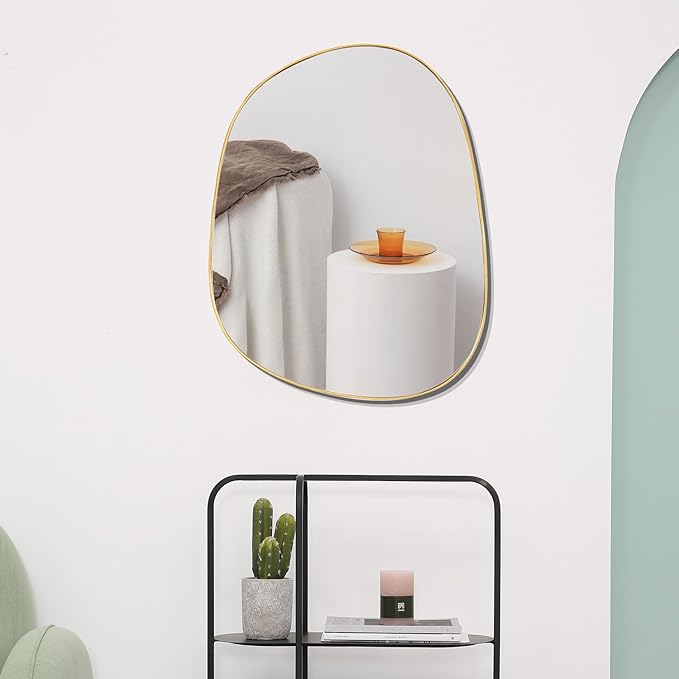 ELEHUME Asymmetrical Mirror for Wall Decor 23"*30", Modern Gold Framed Wall Mirror for Living Room Bathroom Bedroom Entryway ELE-STOU-0064Gold