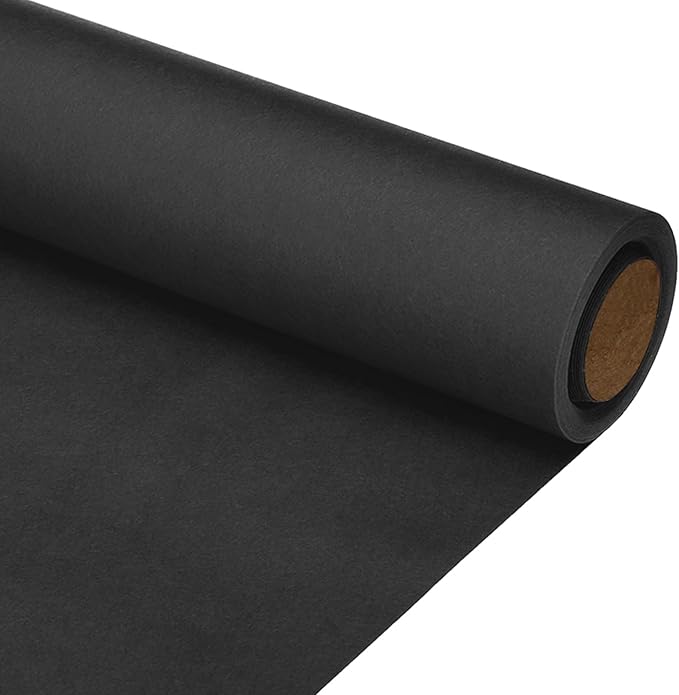 PATIKIL Wrapping Paper, 15"x315"(26') Bulletin Board Paper Roll Kraft Paper Roll Construction 80GSM for Shipping Packing Gift Wrapping Craft Flower Bouquet Christmas, Black