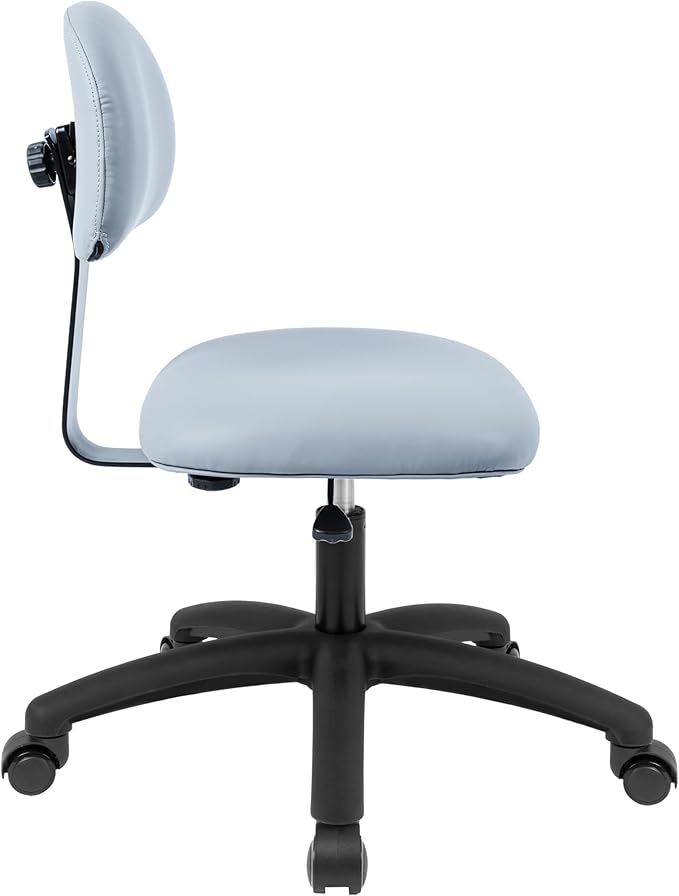 Chair Master FSS Series Square seat Medium (19"-27") seat Height Chair. Vinyl-for Office, Garage, Desk, Shop, Computer, Doctor, Medical, Easy to Clean! (Gray, Medium, Self Braking Casters)
