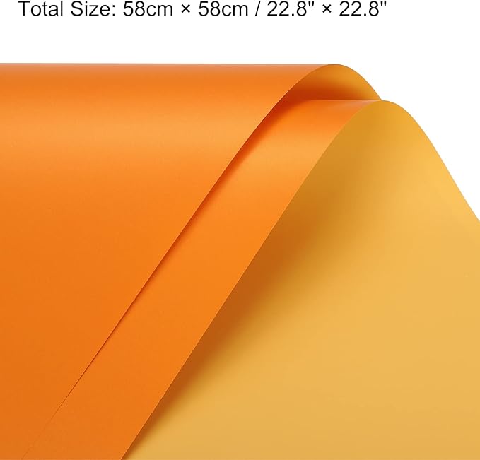 MECCANIXITY 20 Pcs Double Sided Color Flower Wrapping Paper Yellow 22.8"x22.8" Waterproof for Florist Bouquet Supplies, DIY Crafts, Gift Box Packaging