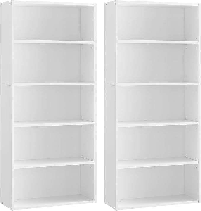 VASAGLE Set of 2 Bookshelves, 23.6 Inches Wide, 4-Tier Open Bookcases with Adjustable Storage Shelves, Floor Standing Units, Cloud White ULBC164T14-2