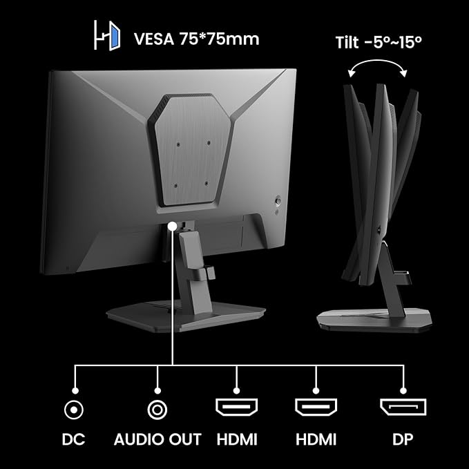 SANSUI 24 Inch Gaming Monitor 160Hz FHD 1080P Computer Monitor, FreeSync 1ms 4000:1 Contrast, HDMI DP Ports VESA Support Eye Care Monitor for Gaming Office (HDMI Cable Included ES-G24F4M)