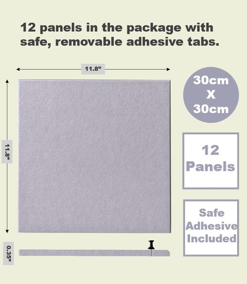 Felt Wall Tiles - Aesthetic Felt Bulletin Board for Home, Office & Classroom | Large 12-Pack in Purple