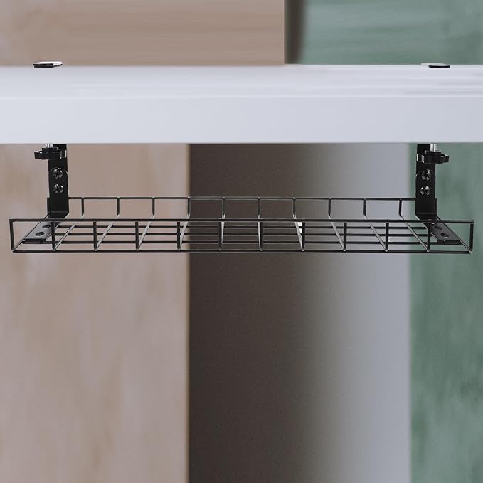 Under Desk Cable Management Holder Cord Organizer Tray No Drill Wire Storage Rack for Home Office Standing Desk, Black 500Mm,