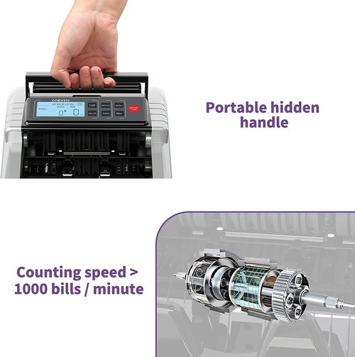 Aneken Money Counter Machine - Accurate Bill Detection with LCD Display | Value Count for Dollar & Euro