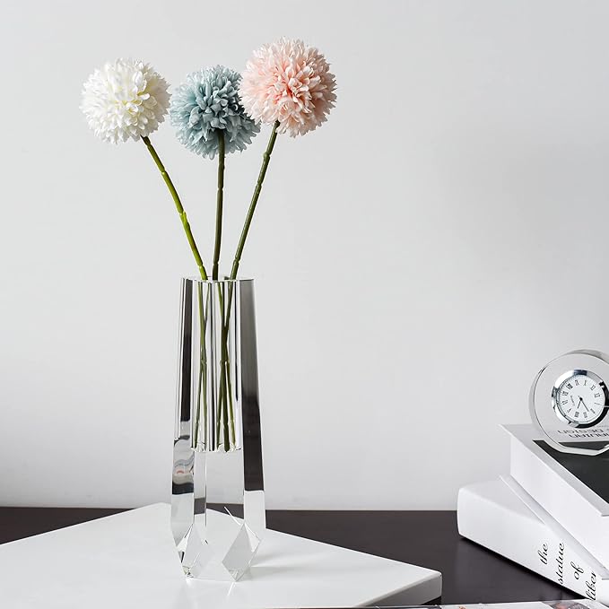 kitCom Series Crystal Vase, Flower Vase, Suitable for Home Decor, Wedding or Gift - 8.3 Inch Luxury Crystal Flower Vase