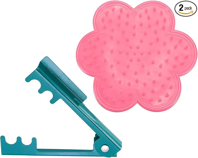 HARFINGTON 2pcs Rose Thorn Stripper Tool Set 5.5" Metal PVC Flower Thorn Leaf Remover Flower Stem and Leaf Stripping for Gardening Home Florist Arrangement, Blue,Pink