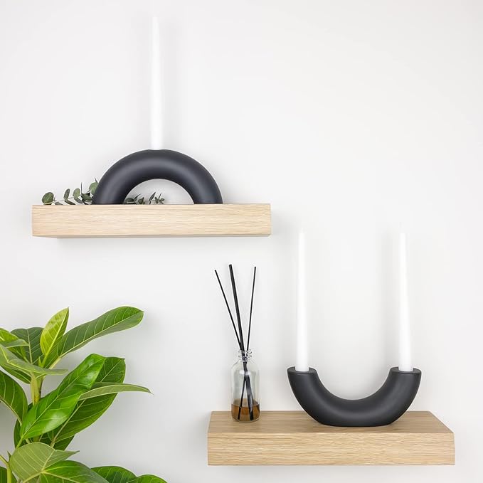 Taper Candle Holder Set - Candle Stick Holders for Dining Room Table, Entryway Table, or Fireplace Mantel - Modern Candelabra Home Decor (Black)