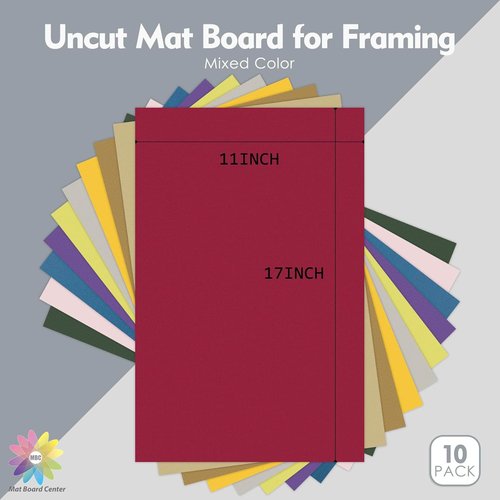 Mat Board Center - 10 Pack Uncut Mat Boards | 11x17 Mixed Colors for Crafts & Framing