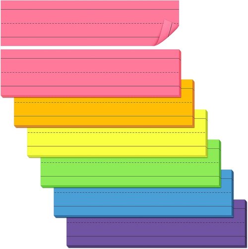 Skiennix 150 Sheets Ruled Rainbow Sentence Strips - Perfect for School & Office Use | 6 Pack
