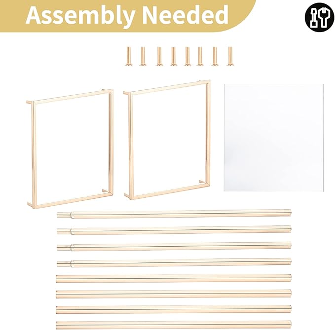 Nuptio Gold Vase for Wedding Centerpieces with Acrylic Panel - 2 Pcs 23⅝ inch Tall Vases Centerpiece for Tables Home Party Decorations