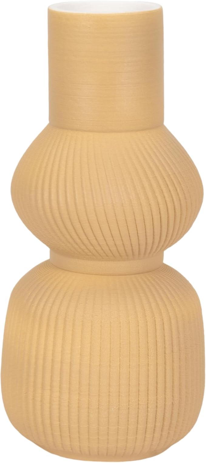 Ceramic Vase for Living Room Decor – Home Decor Accent for Bedroom, Table Accent, House, and Room Decor Display – 3D Printed Designed Flower Vase and Office Decor – 12" Brown
